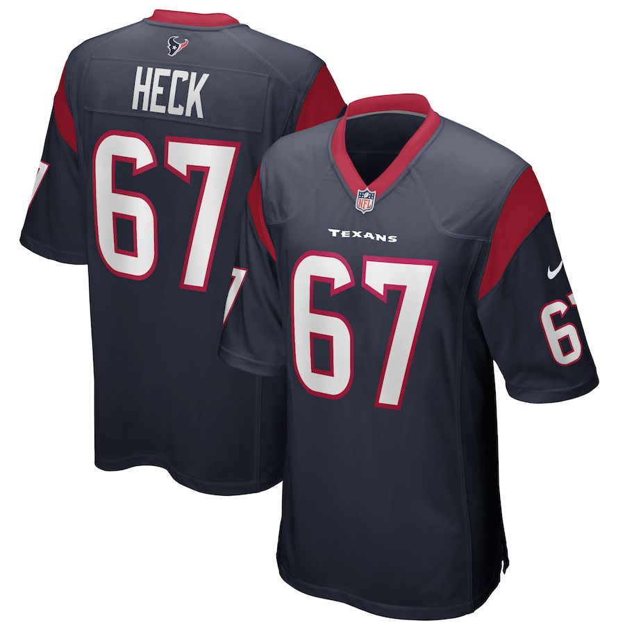 Men Houston Texans #67 Charlie Heck Nike Navy Player Game NFL Jersey